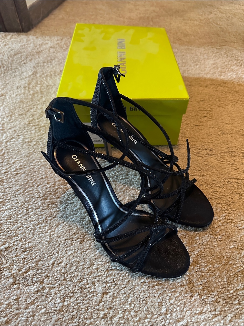 Gianni Bini Black Anselle Strappy Lace-Up Evening Sandals